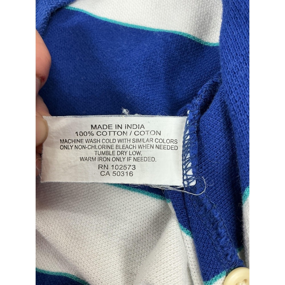 Hollister Polo Shirt Mens L Blue Striped 100% Cotton Collared Surf Shop mallcore - Picture 3 of 7